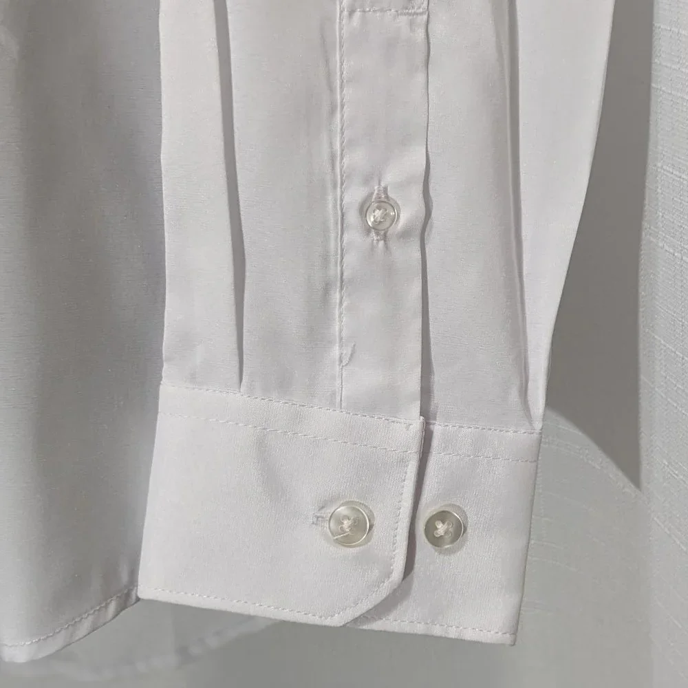 IZOD Men's Dress Shirt Regular Fit Stretch Solid Spread Collar Size XL White . - Picture 4 of 9